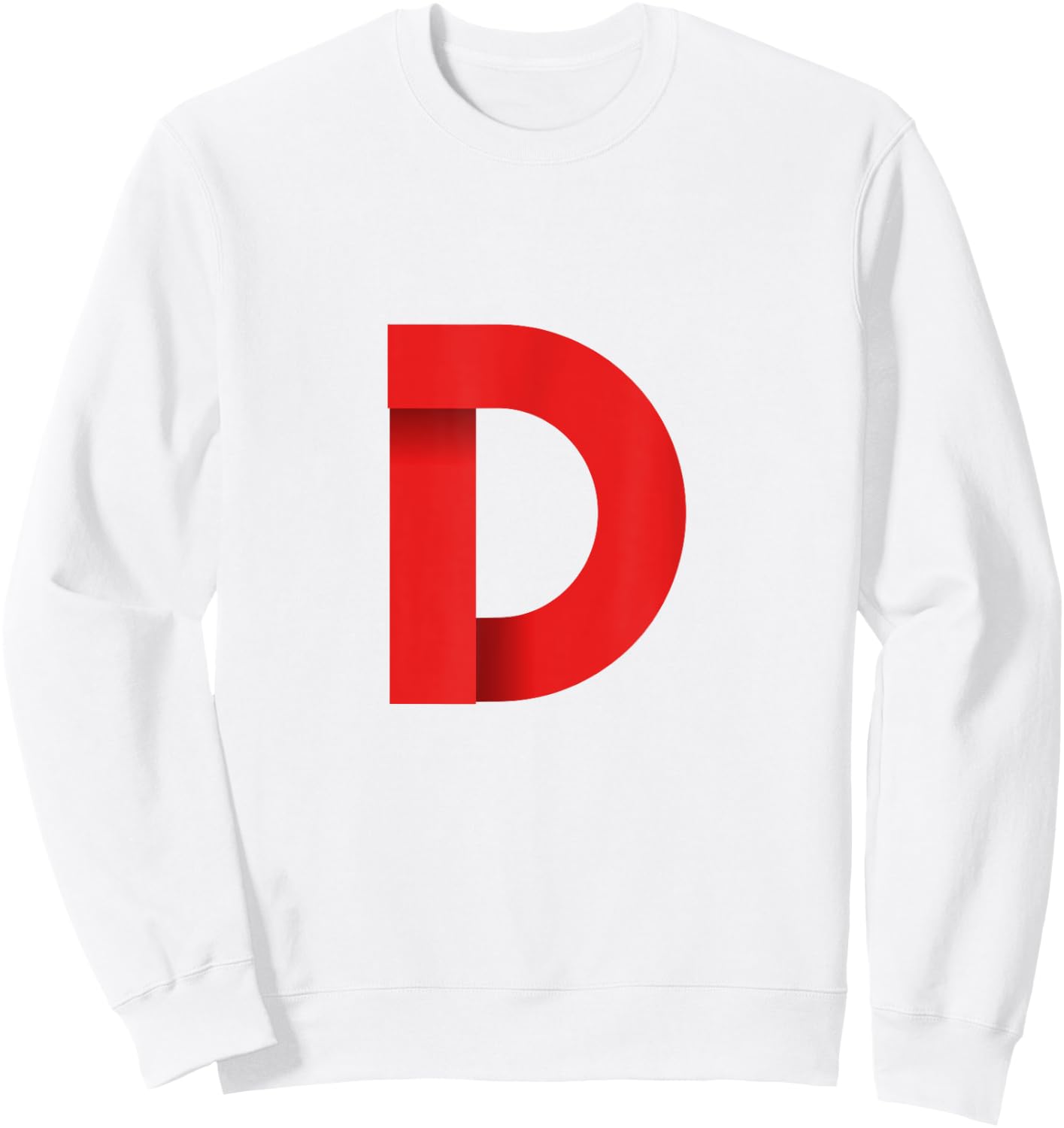 White With Red Letter D Sweatshirt - Sweatshirt | White