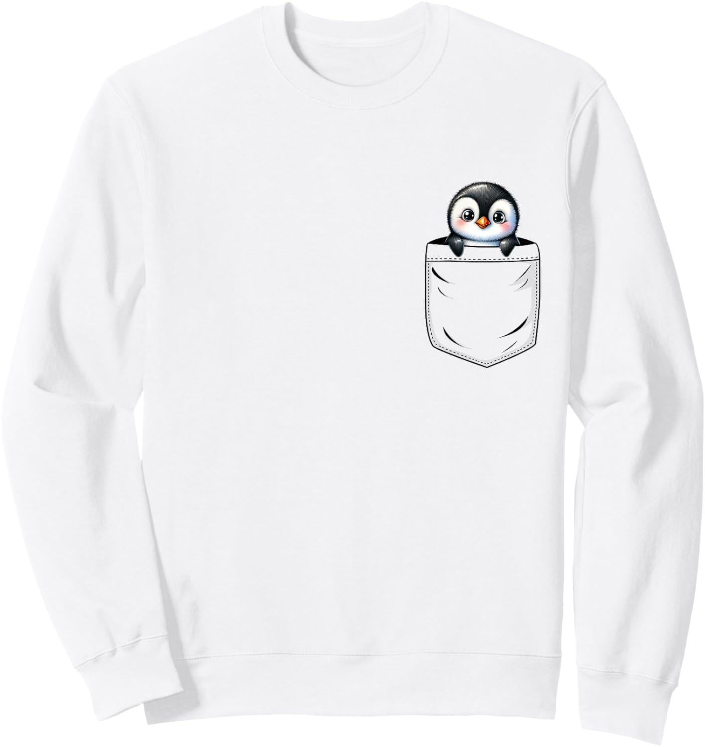 Penguin Lovers Cute Funny Penguin In Pocket , Small, Grey Sweatshirt - Sweatshirt | White