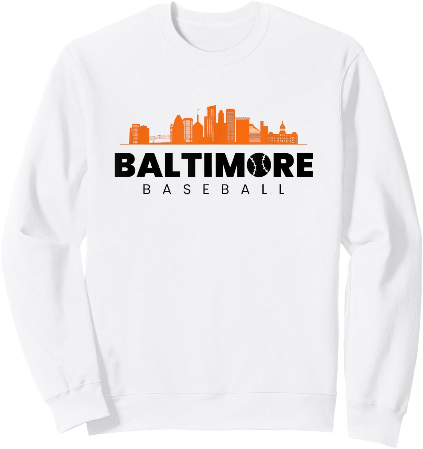 Baltimore Baseball Minimalist City Skyline Baseball Lover Sweatshirt - Sweatshirt | White