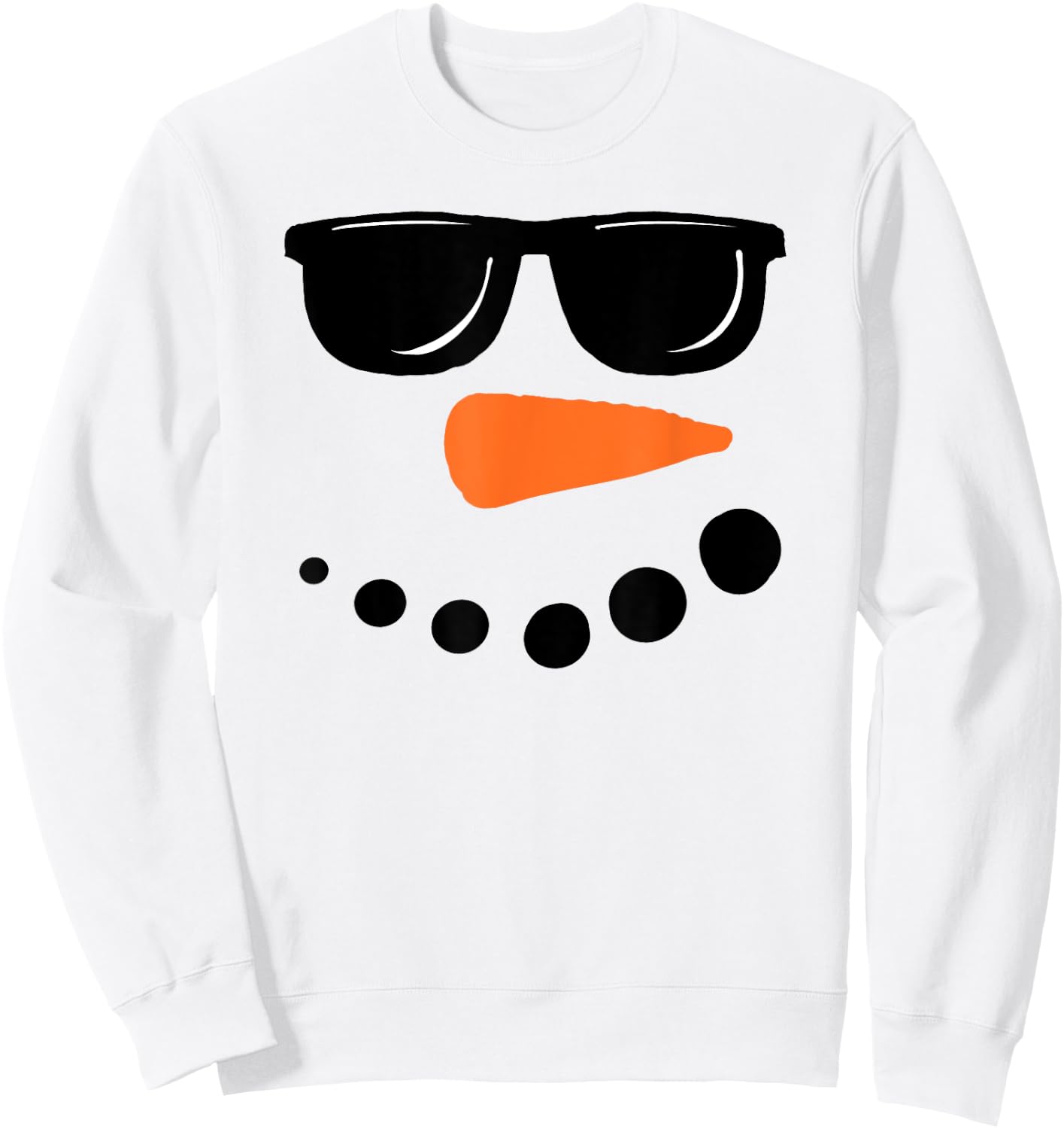 Funny Christmas Winter Snowman Face Carrot Nose Sunglasses Sweatshirt - Sweatshirt | White