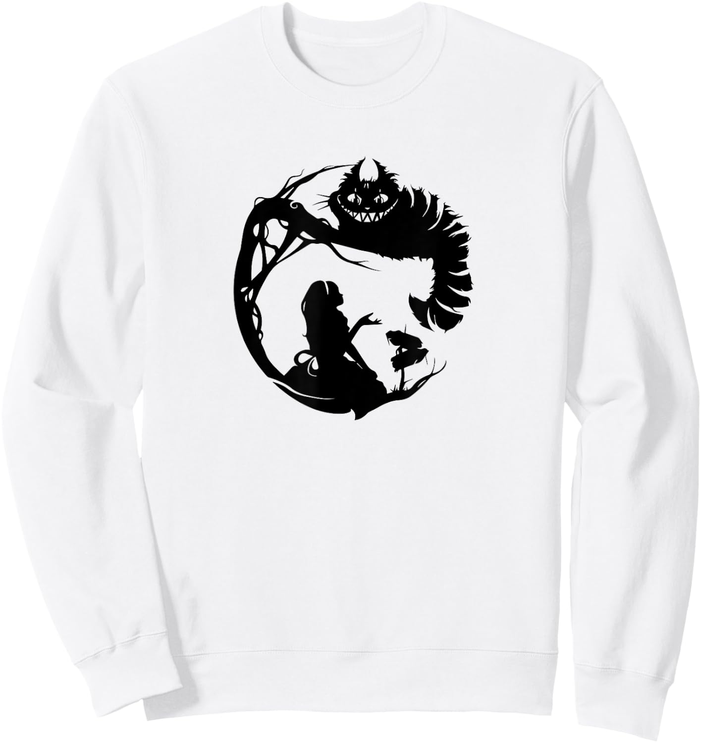 Alice in Wonderland and the Cheshire Cat silhouette Sweatshirt - Sweatshirt | White