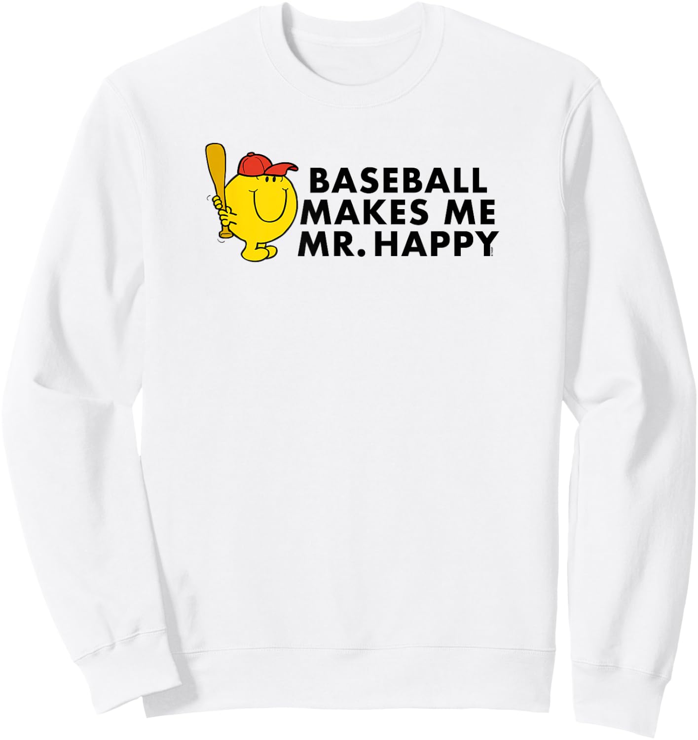 Mr. Men Little Miss Baseball Makes Me Mr Happy Sweatshirt - Sweatshirt | White