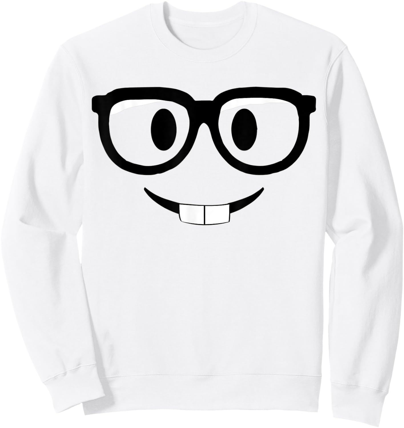 Nerd Emoticon With Glasses Sweatshirt - Sweatshirt | White