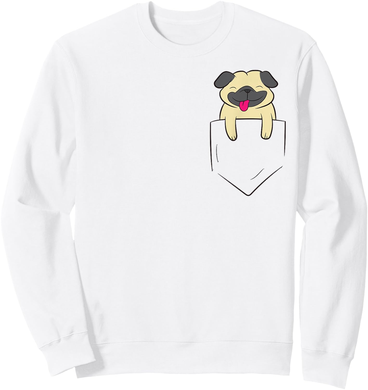 Pug Dog In Pocket Cute Pocket Pug Dog Sweatshirt - Sweatshirt | White