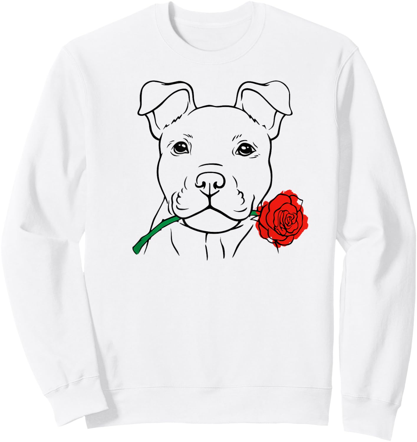 Cute Puppy Love with Rose - Dog Lover Christmas & Valentines Sweatshirt - Sweatshirt | White