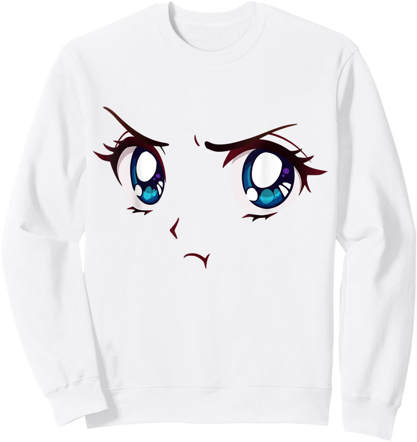 Angry Anime Eyes Shirt Face Mood Aesthetic Anime Merch Sweatshirt - Sweatshirt | White