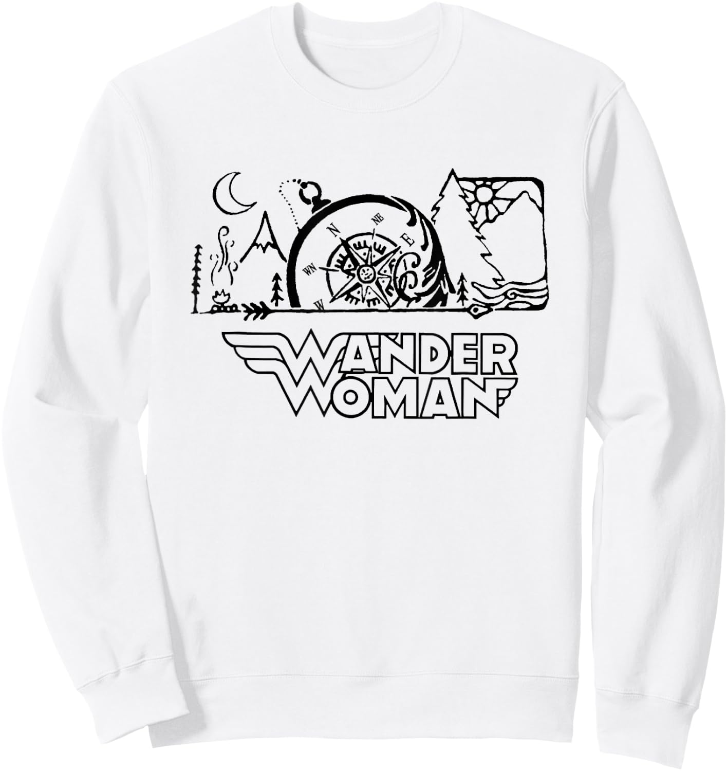 Wander Woman Compass Camping Hiking Mountain Outdoor Lover Sweatshirt - Sweatshirt | White