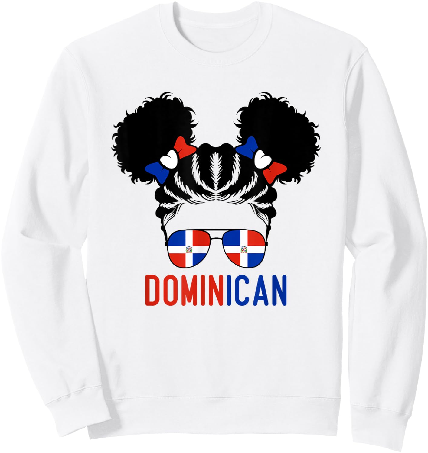 Afro Dominican Girl Baby Kids Youth Republic Dominicana Flag Sweatshirt - Sweatshirt | White