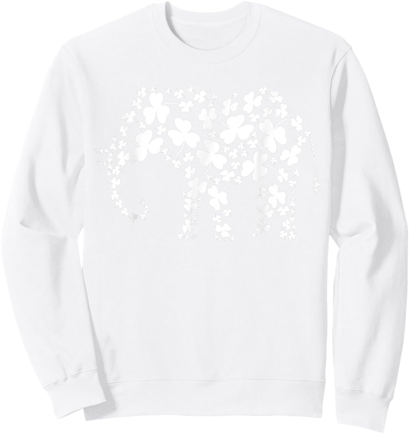 Elephant Irish Clover Shamrocks 4 Leaf St Patrick's Day Sweatshirt - Sweatshirt | White