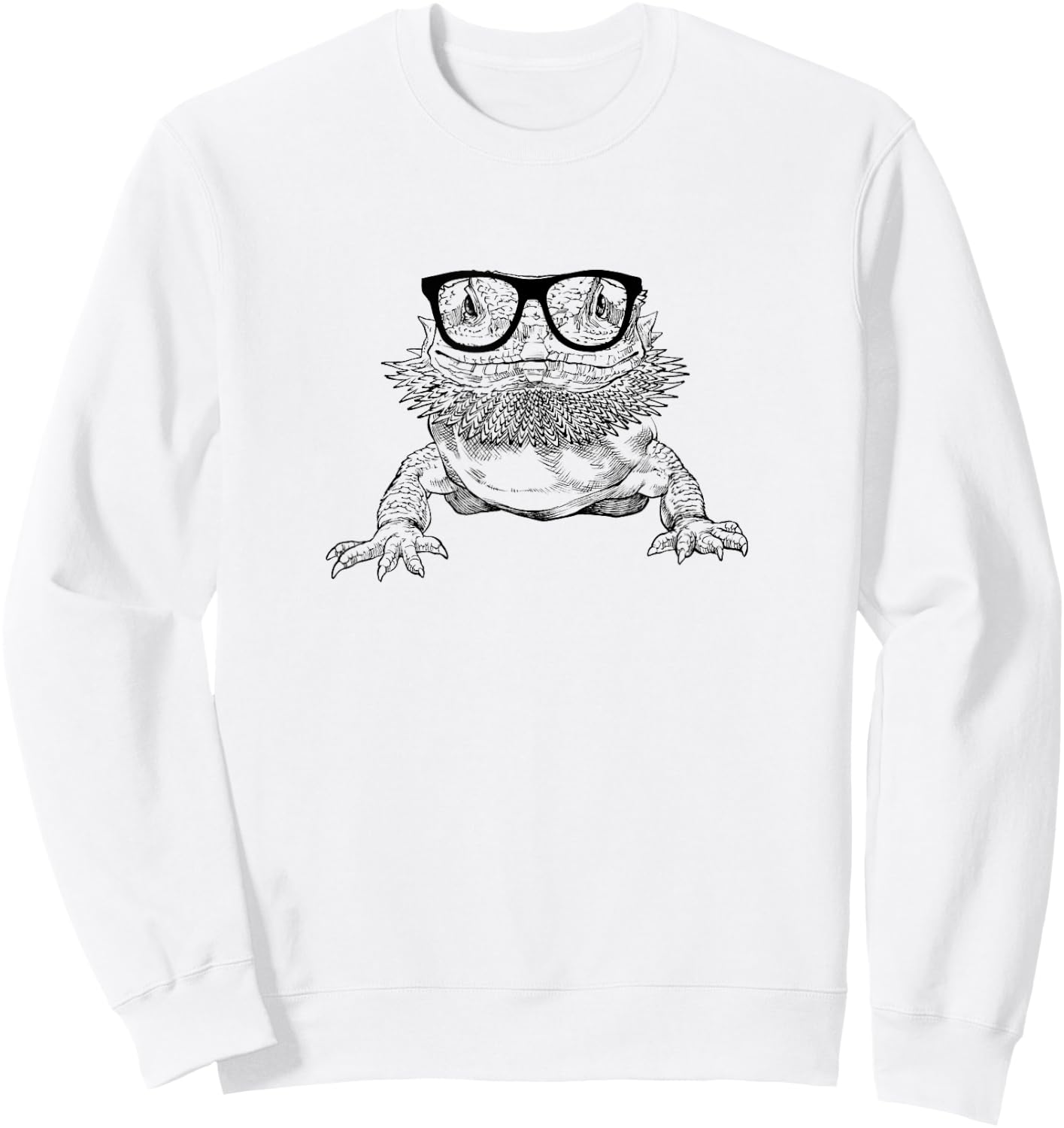 The Pawster Bearded Dragon Nerdy Glasses Animal Sweatshirt - Sweatshirt | White