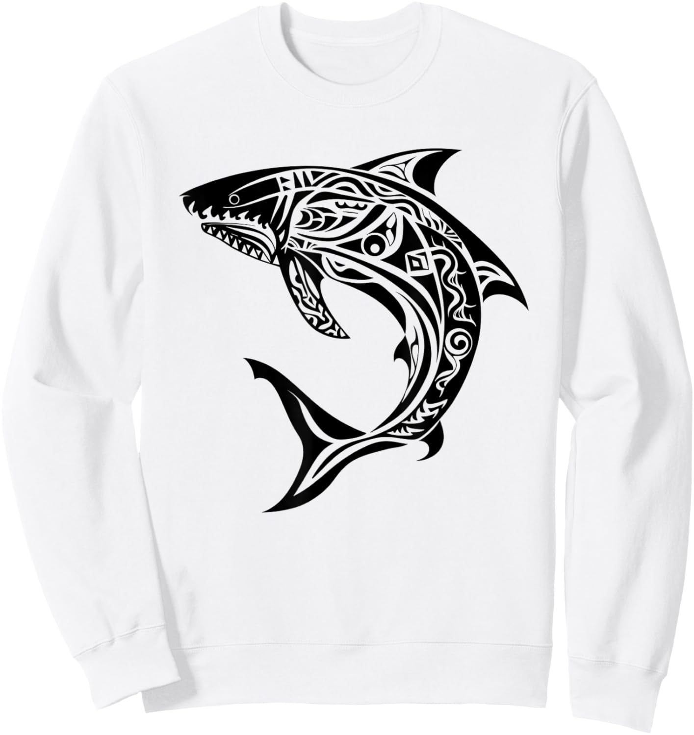 Tribal Shark Shirt - Maori Shirt - Hawaiian Tribal Sweatshirt - Sweatshirt | White