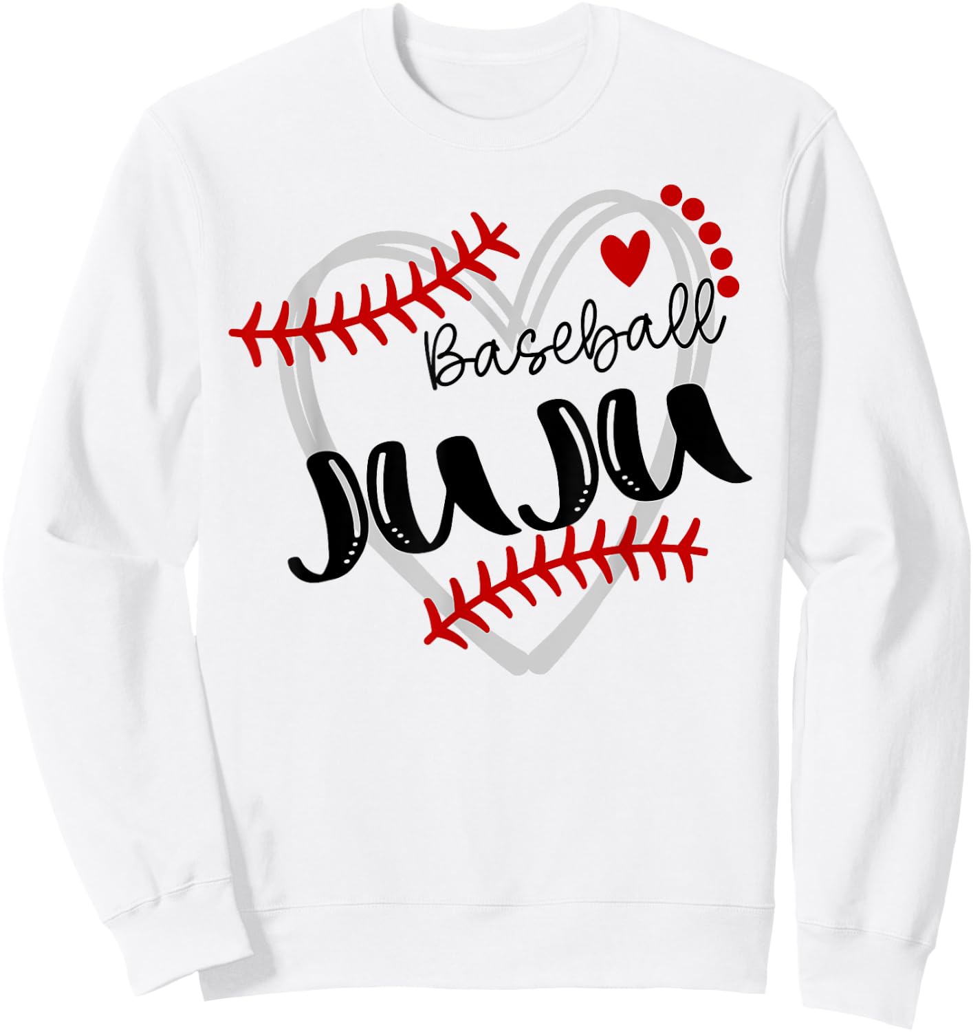 Personalized Baseball Heart Cute Juju Men Women Sweatshirt - Sweatshirt | White