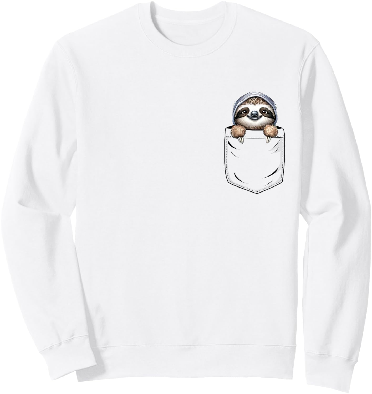 Sloth Lovers Cute Funny Sloth In Pocket Sweatshirt - Sweatshirt | White