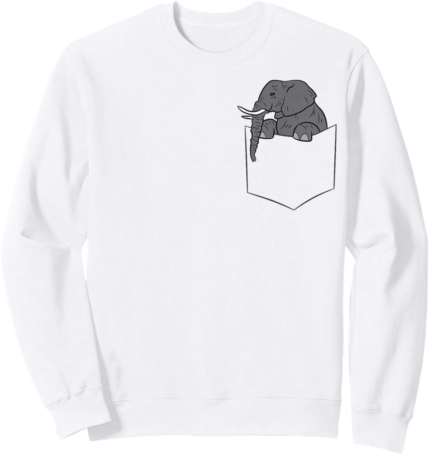 Elephant in A Pocket Funny Pocket Elephant Small Sweatshirt - Sweatshirt | White