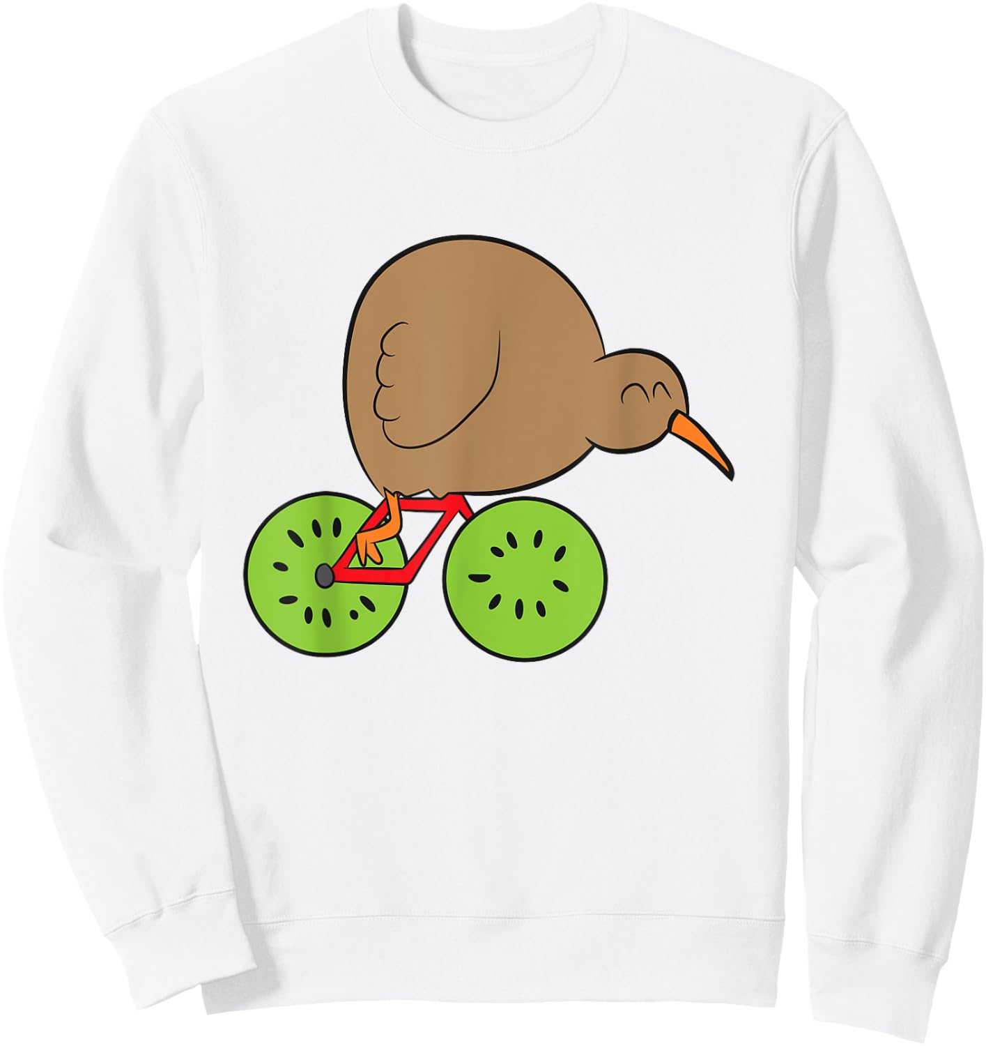 Funny Kiwi Fruit And Kiwi Bird New Zealand Cycling Kiwi Bird Sweatshirt - Sweatshirt | White