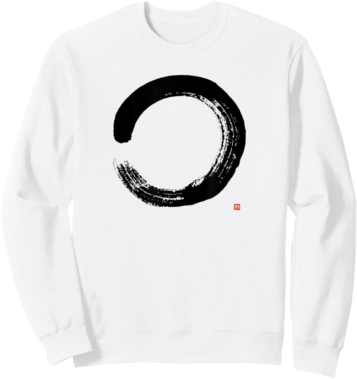 Zen Enso Circle Hand-brushed Japanese Zen Enso Calligraphy Sweatshirt - Sweatshirt | White