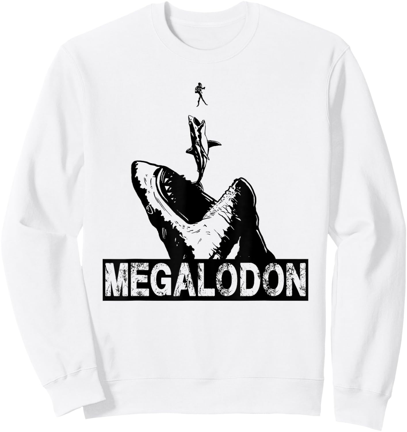 Megalodon Great White Shark Giant Shark Lover Diver Sweatshirt - Sweatshirt | White
