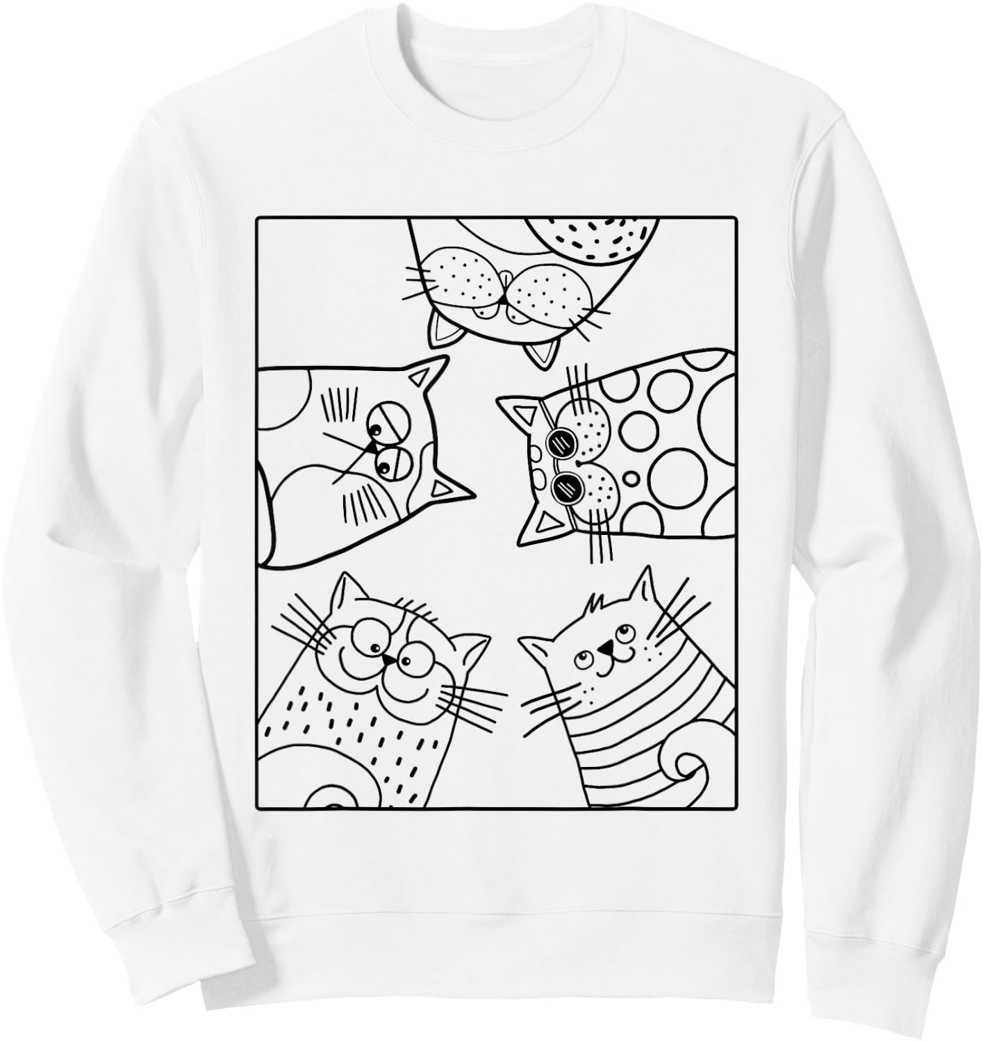 Coloring shirt for kids. Funny cats DIY to paint on Sweatshirt - Sweatshirt | White