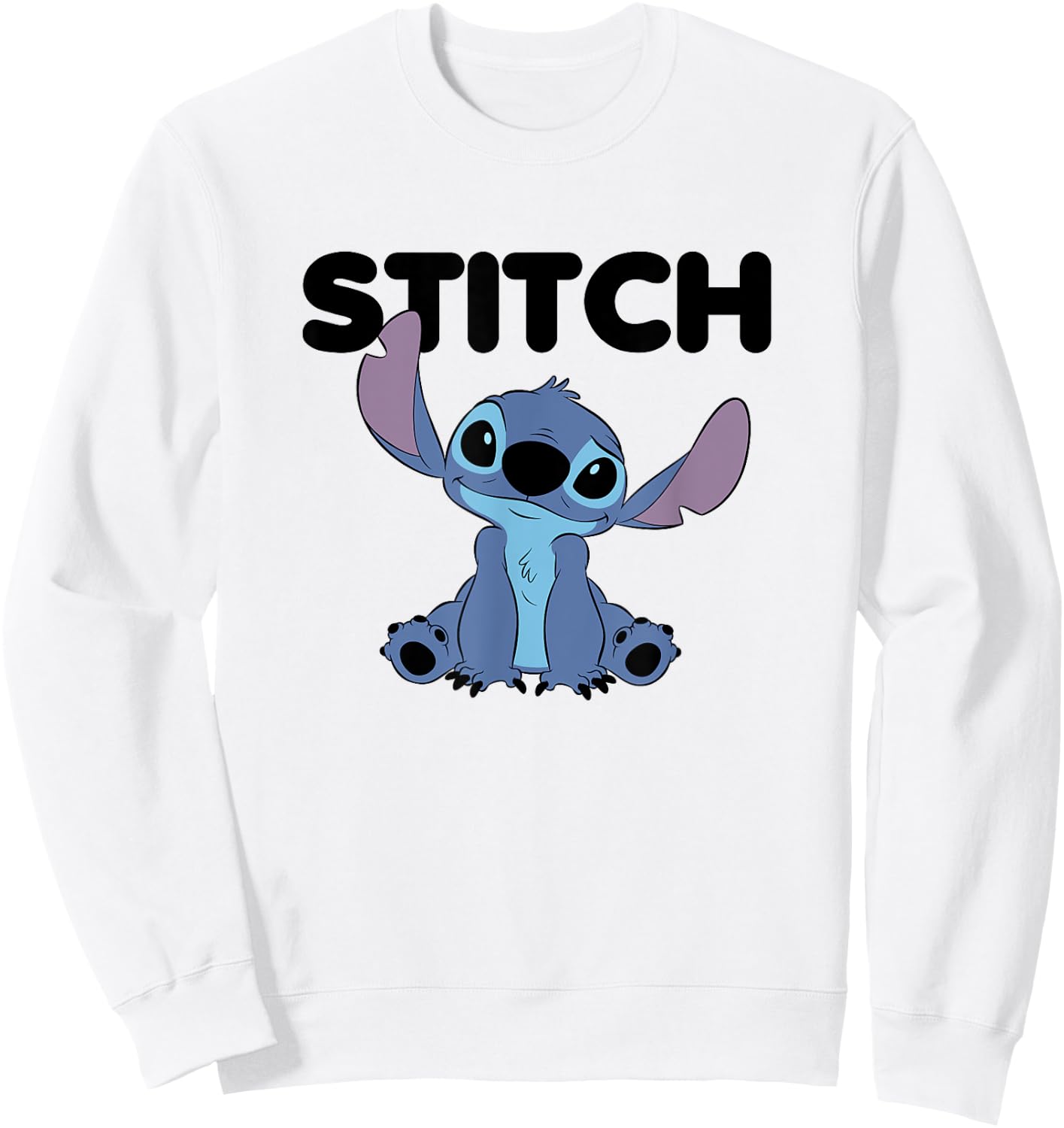 Disney Lilo & Stitch Cute Happy Stitch Big Chest Portrait Sweatshirt - Sweatshirt | White