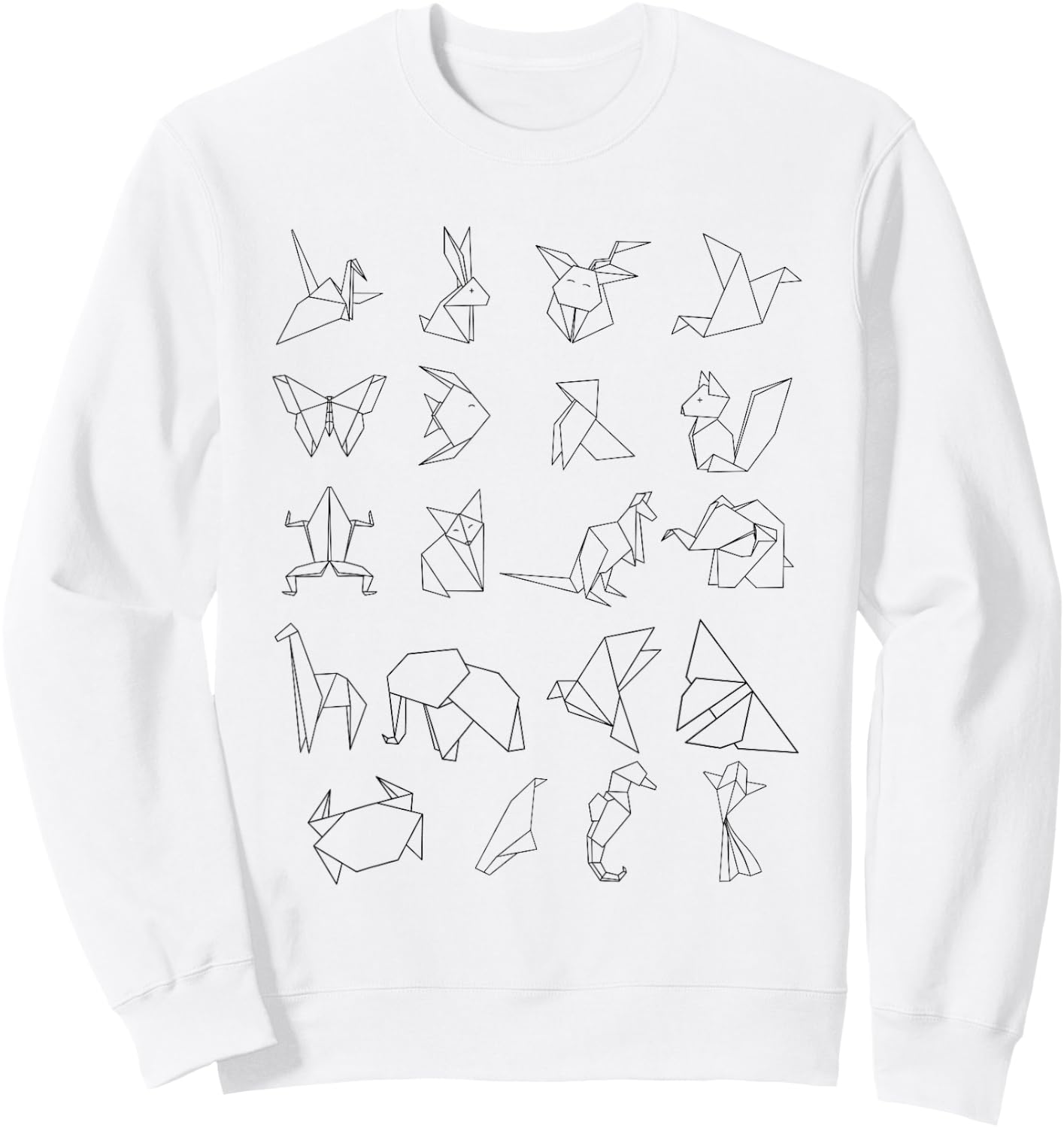 Origami Animal Set Japanese Otaku Japan Paper Minimalist Art Sweatshirt - Sweatshirt | White