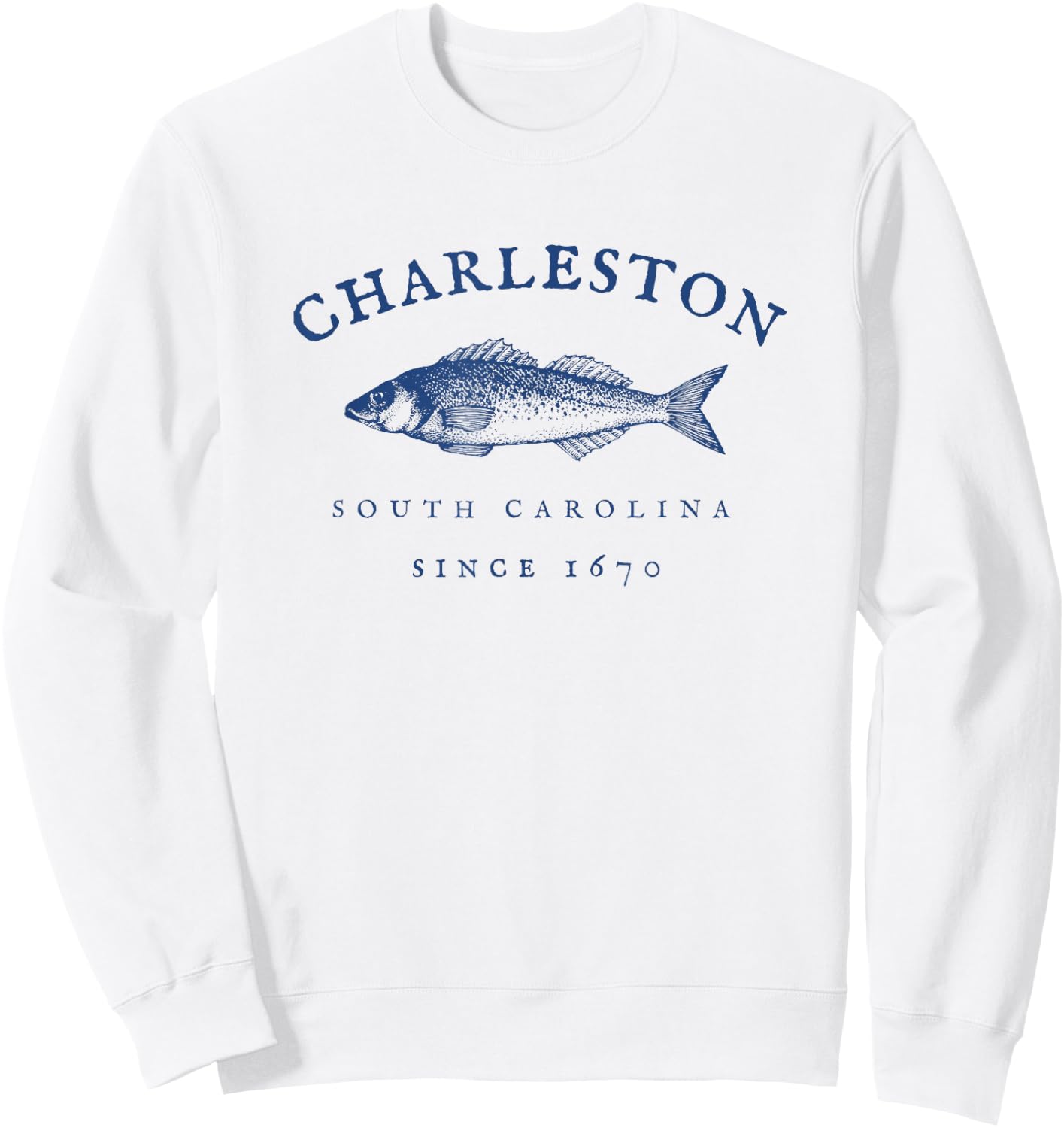 Retro Charleston South Carolina Fishing Sweatshirt - Sweatshirt | White