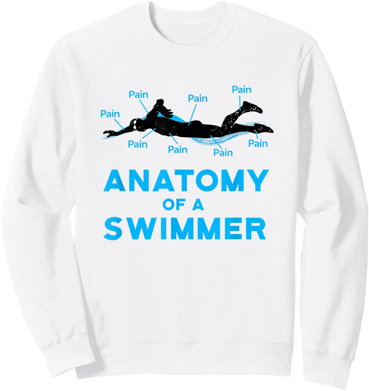 Swimming Fan Gifts: Anatomy Of A Swimmer Sweatshirt - Sweatshirt | White