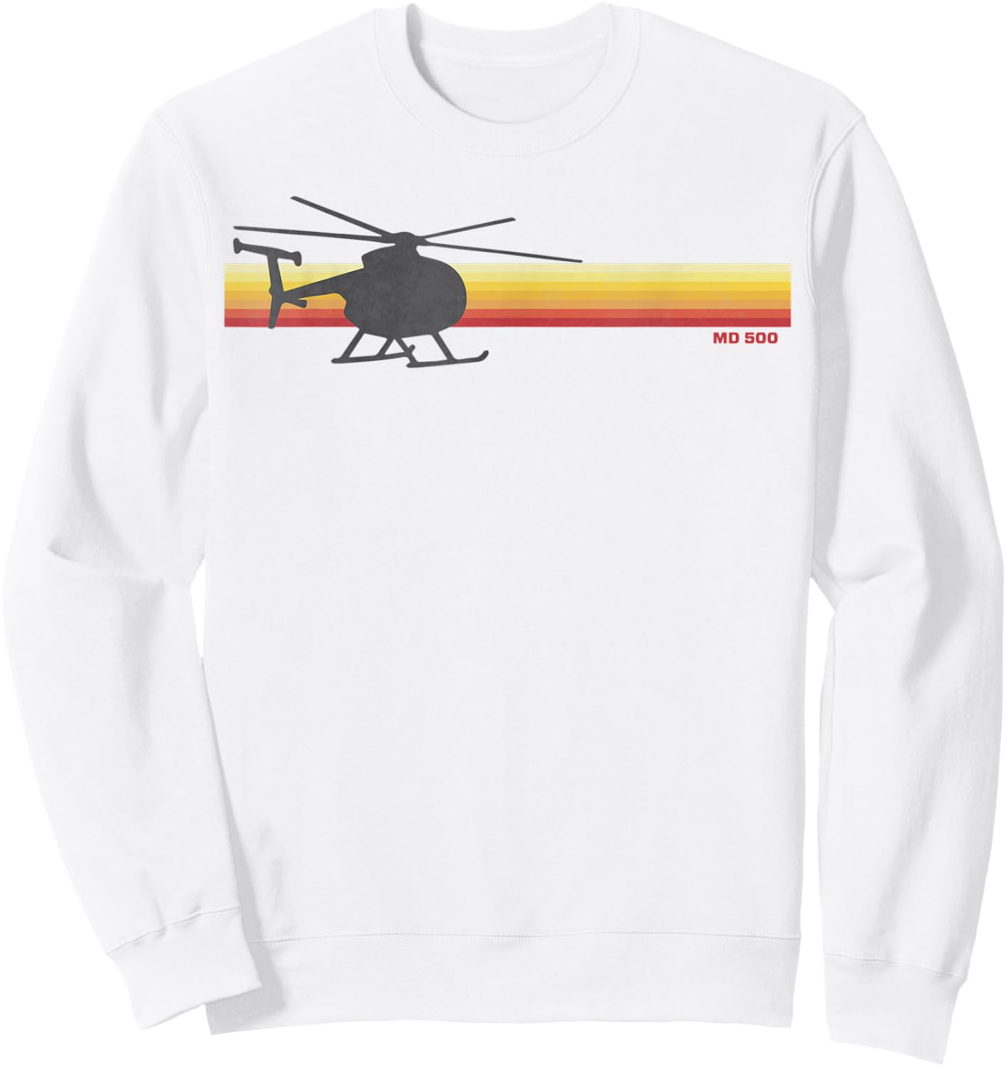 MD 500 Vintage Helicopter Pilot Silhouette Sunset Hughes 500 Sweatshirt - Sweatshirt | White
