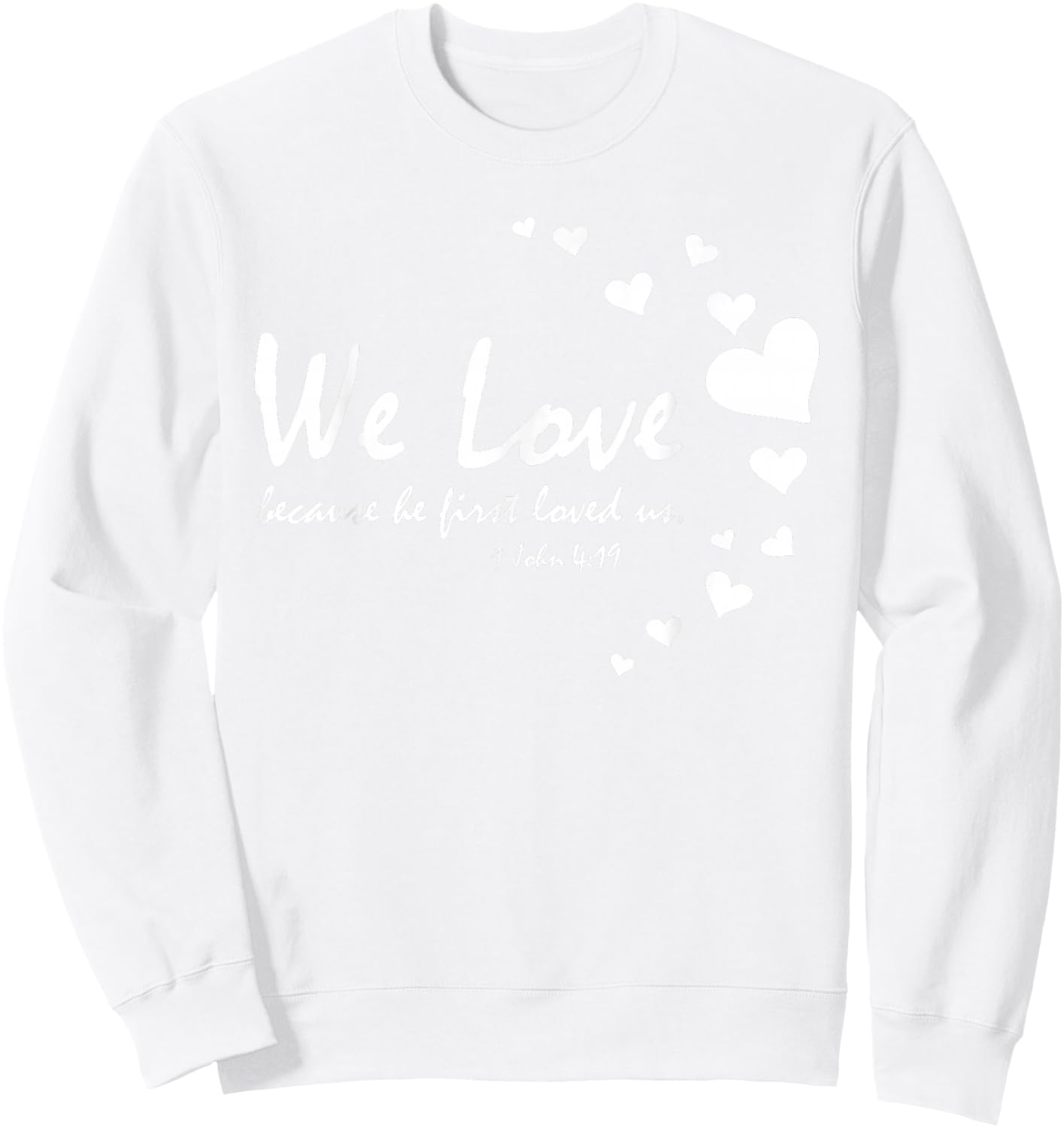 Cute Christian Valentines Day Gifts Women Bible Verse Heart Sweatshirt - Sweatshirt | White