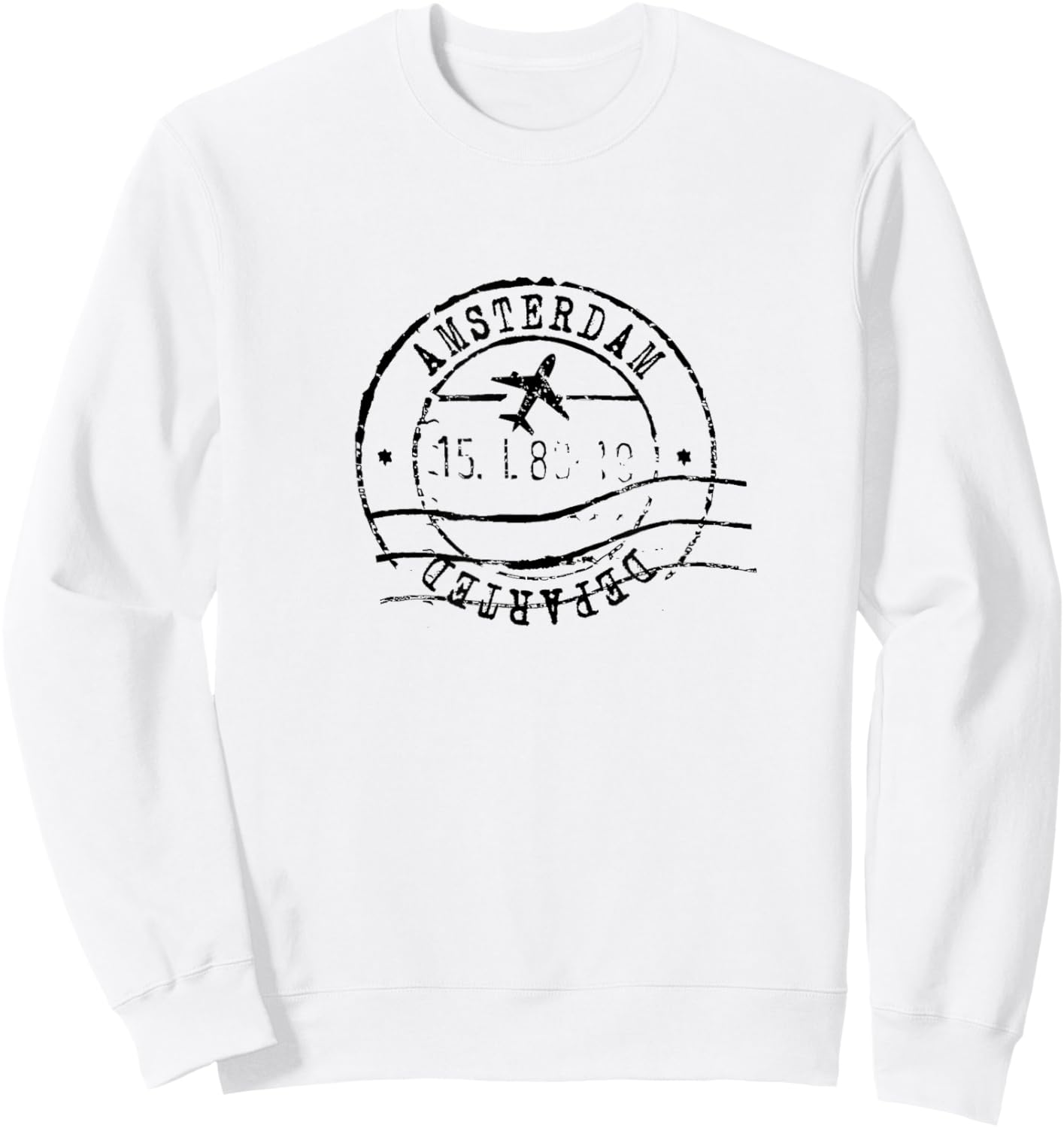 Amsterdam Netherlands Travel Vintage Passport Stamp Sweatshirt - Sweatshirt | White