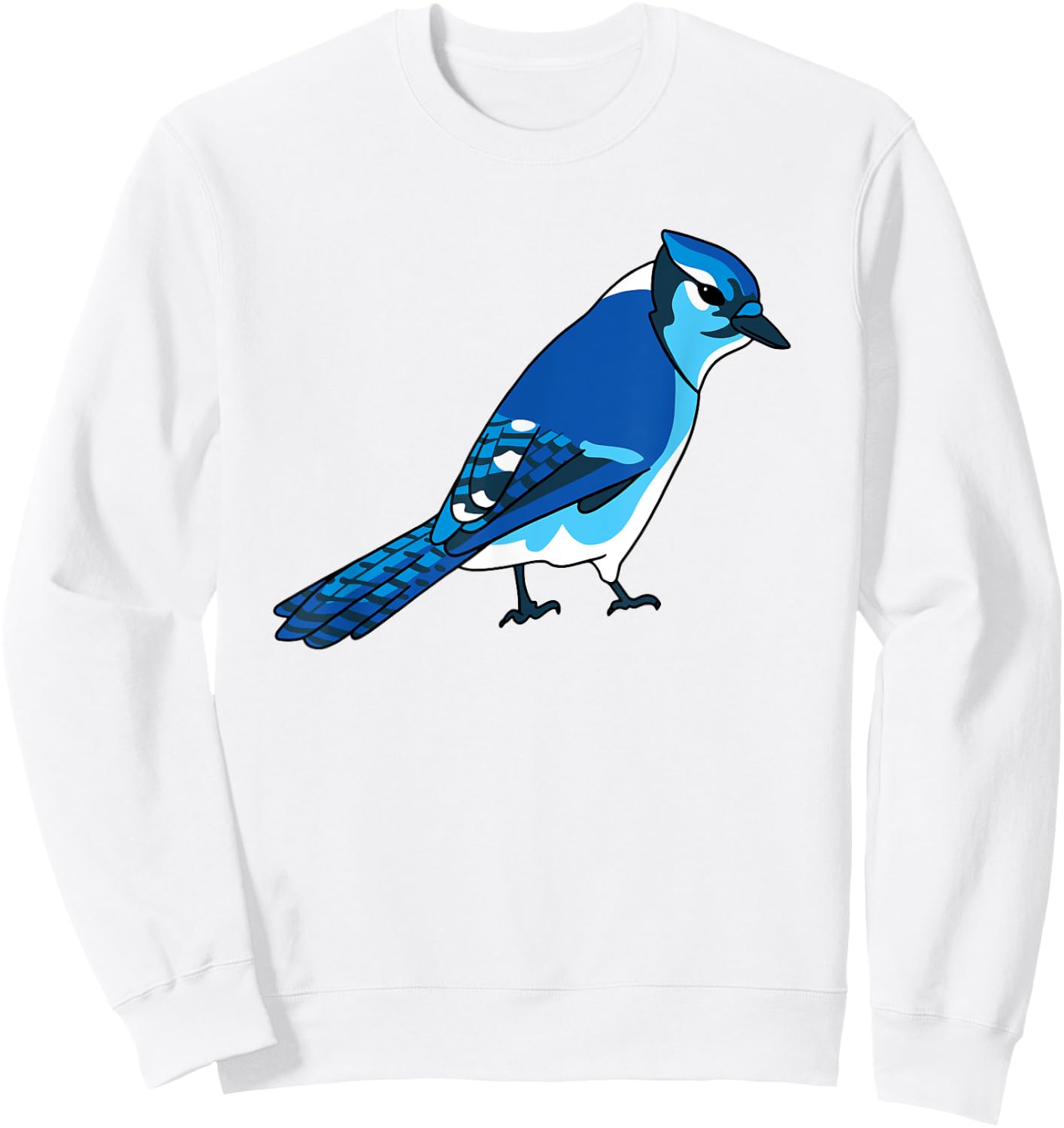 Blue Jay Bird Species Sweatshirt - Sweatshirt | White