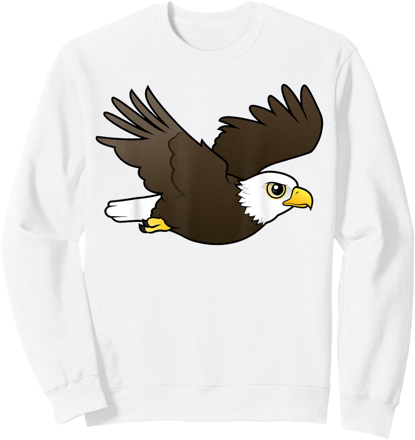 Cute Cartoon Bald Eagle in Flight Birdorable Bird of Prey Sweatshirt - Sweatshirt | White