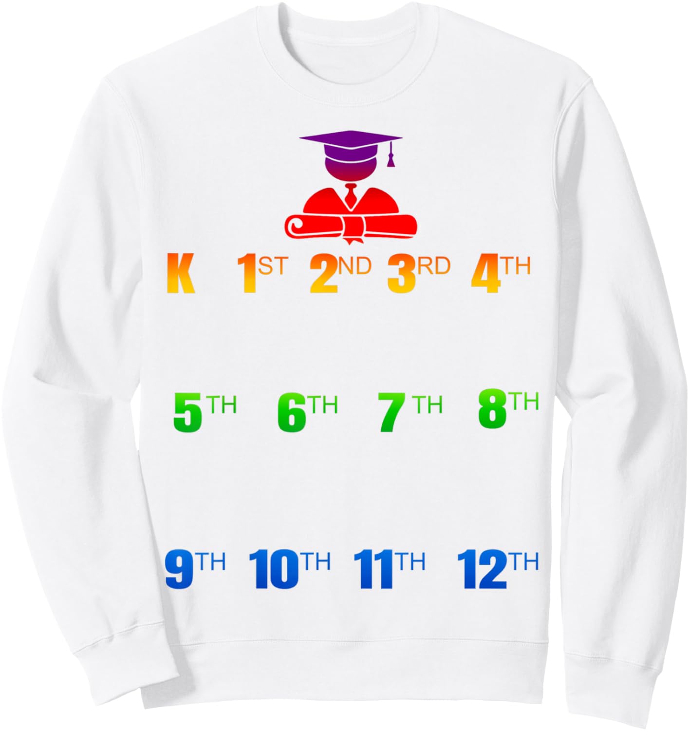 K-12 Handprints Grow With Me School Year Chart Sweatshirt - Sweatshirt | White