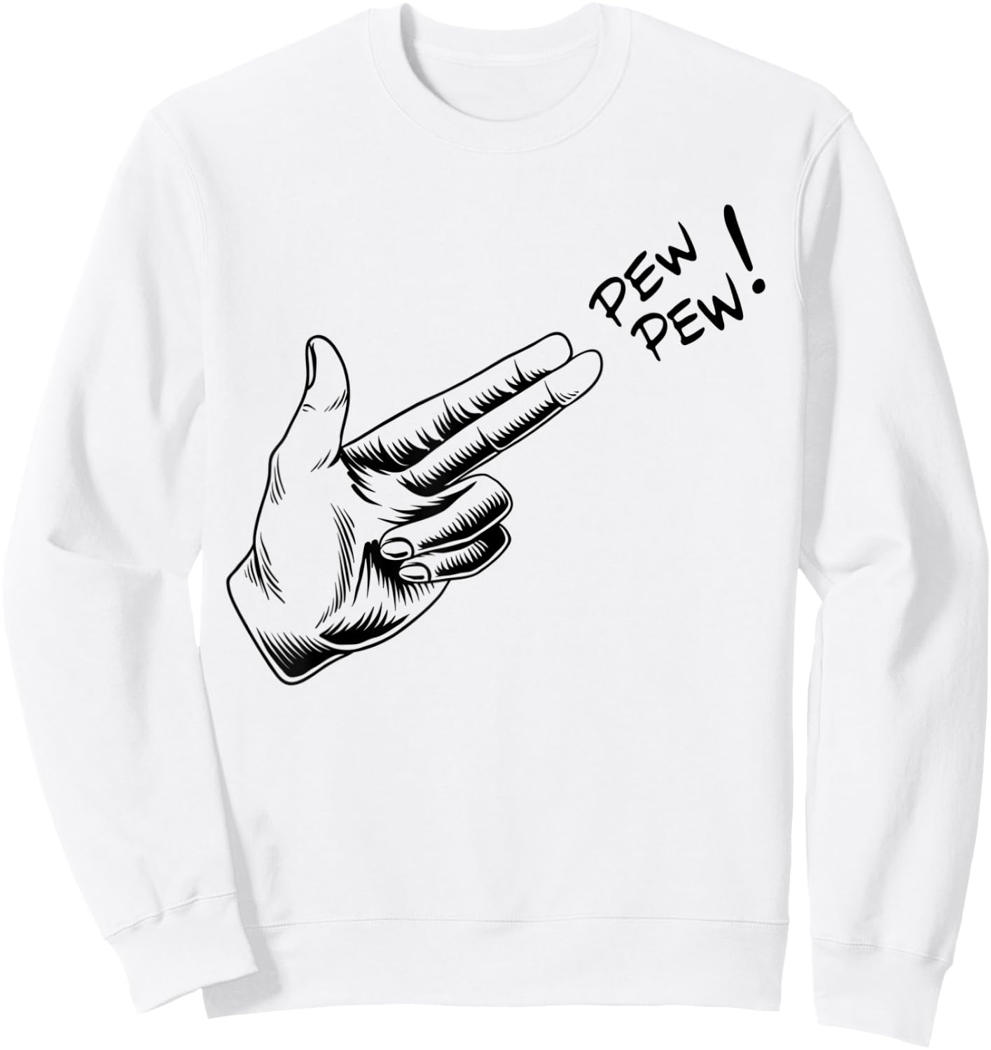 Hand Hands Pew Gun Line Art Scatch Lined Halloween Costume Sweatshirt - Sweatshirt | White