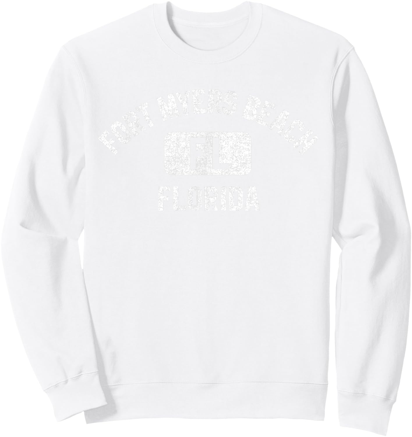 Fort Myers Beach FL Gym Style Pink w Distressed White Print Women Kids Sweatshirt - Sweatshirt | White