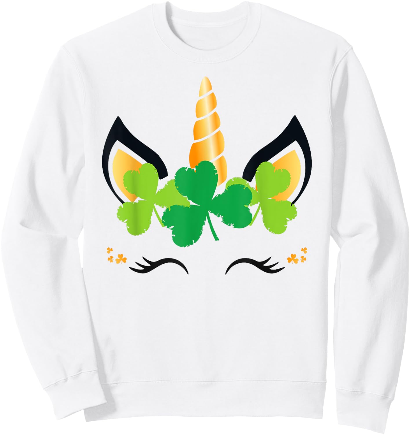 St Patricks Day Unicorn Shirt Girls Outfit Lucky Shamrock Sweatshirt - Sweatshirt | White