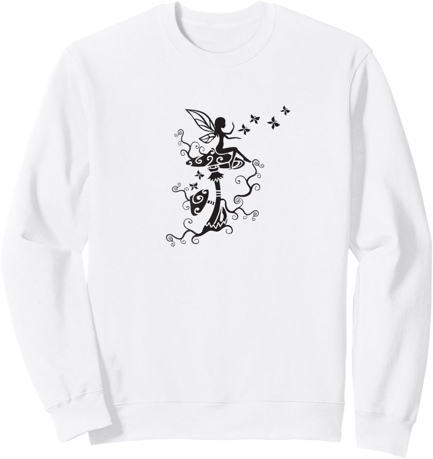 Fairy butterflies mushrooms elf magic Wicca nature mythology Sweatshirt - Sweatshirt | White