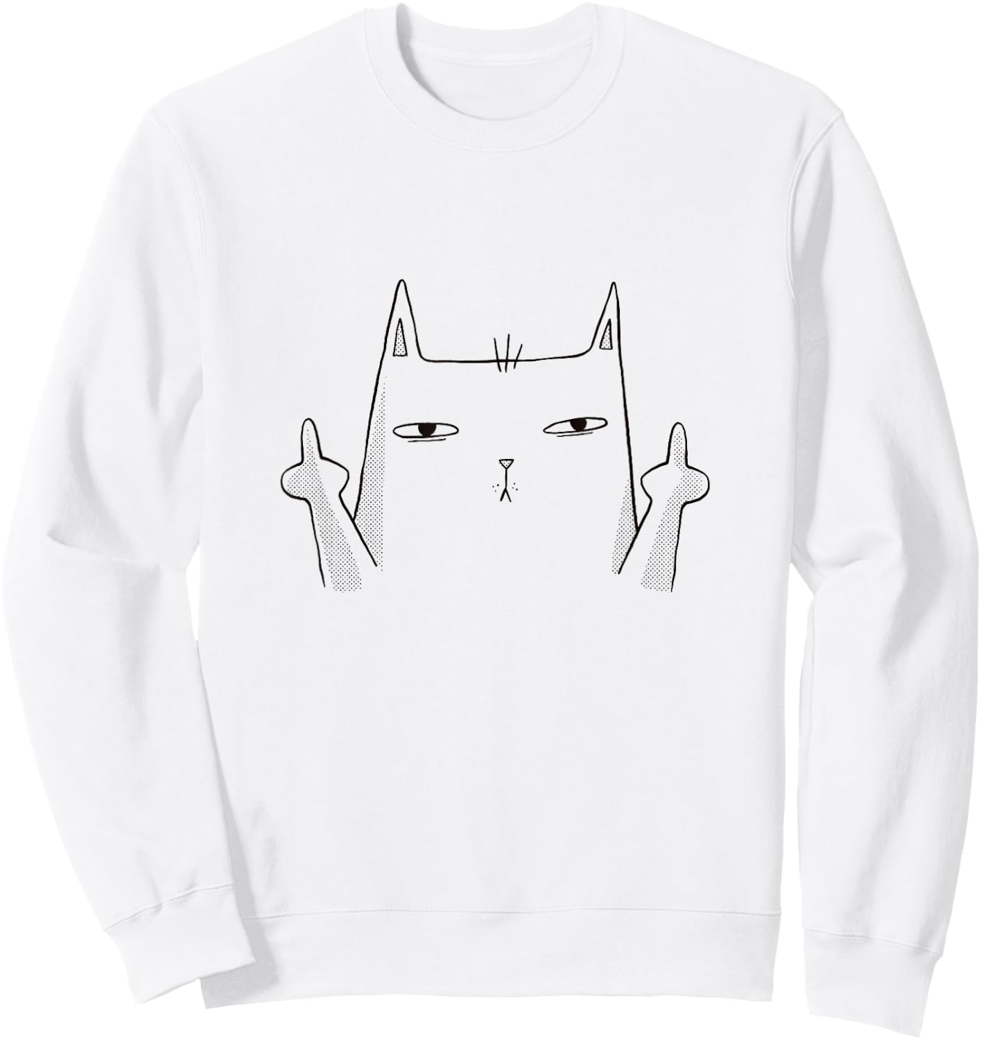 Flip Off Cat, Middle Finger Cat Men Women Sweatshirt - Sweatshirt | White