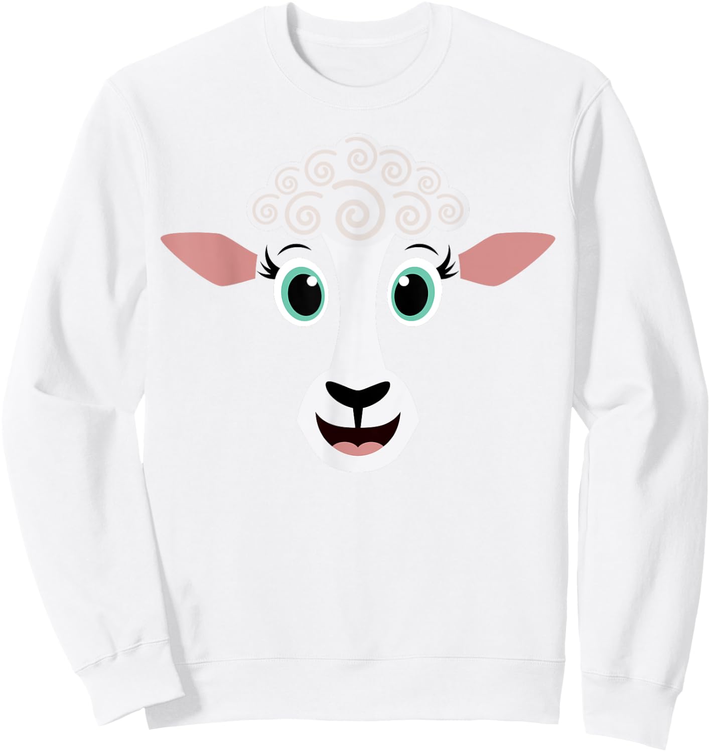 Funny Halloween Costume for Girls Boys - Cute Sheep Face Sweatshirt - Sweatshirt | White