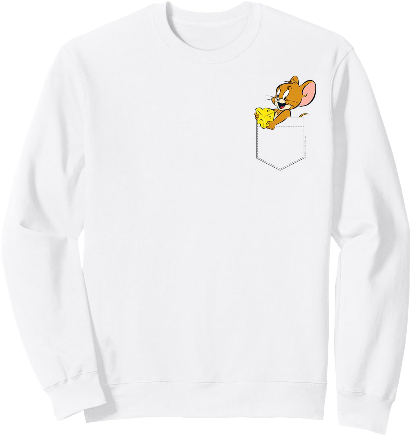 Tom and Jerry Faux Pocket Jerry Sweatshirt - Sweatshirt | White