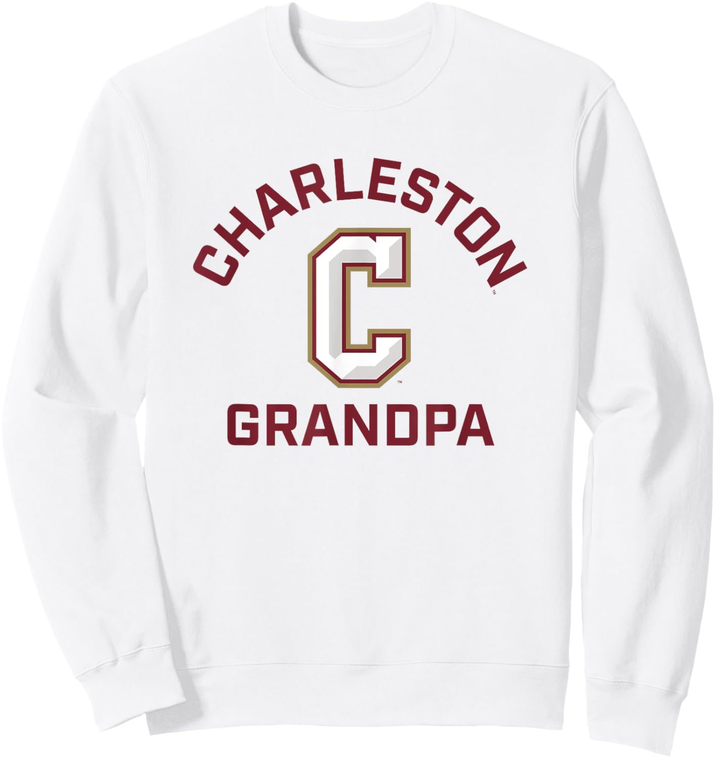 College of Charleston Cougars Arched Grandpa Sweatshirt - Sweatshirt | White