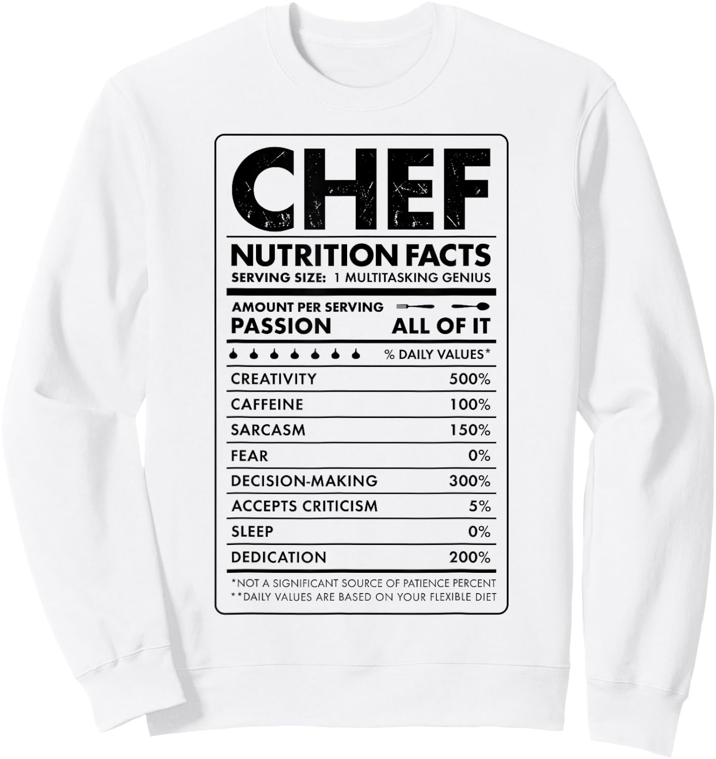 Chef Nutrition Facts Funny Cook Men Women Vintage Cooking Sweatshirt - Sweatshirt | White