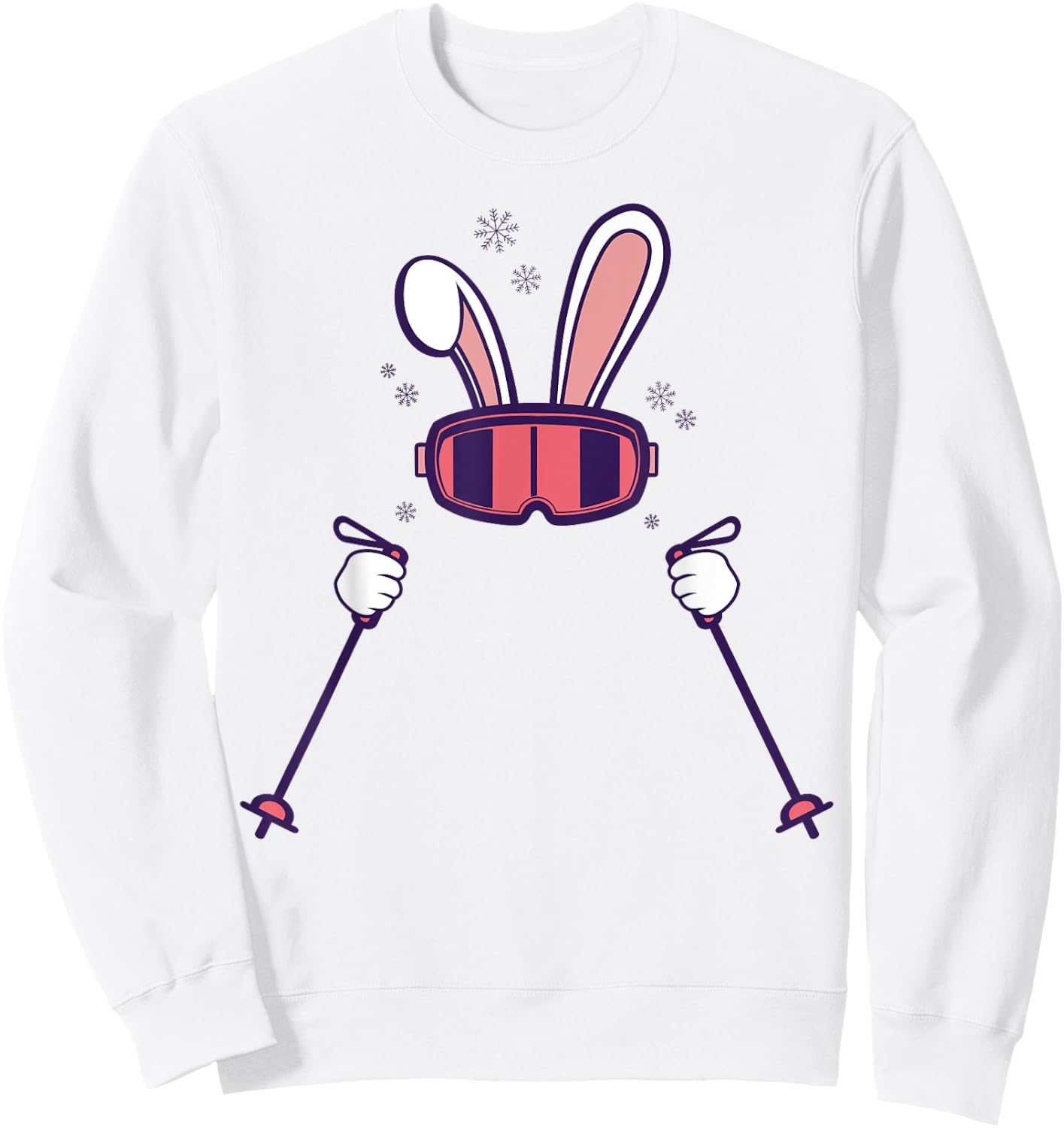 Skiing Rabbit Fun Winter Sports Easter Bunny Vibes Sweatshirt - Sweatshirt | White
