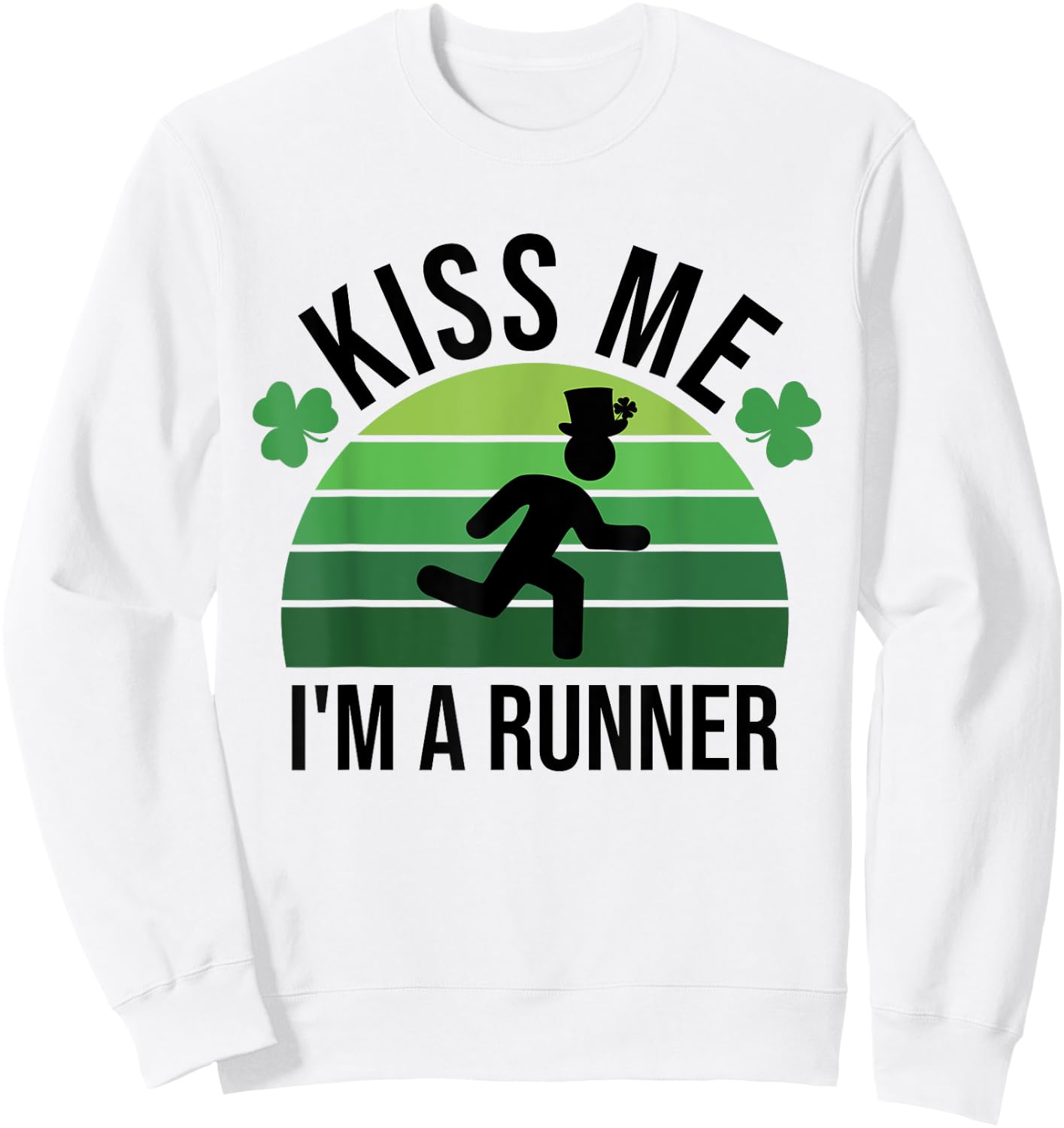 Kiss Me I'm A Runner Retro Marathon Running St Patrick's Day Sweatshirt - Sweatshirt | White