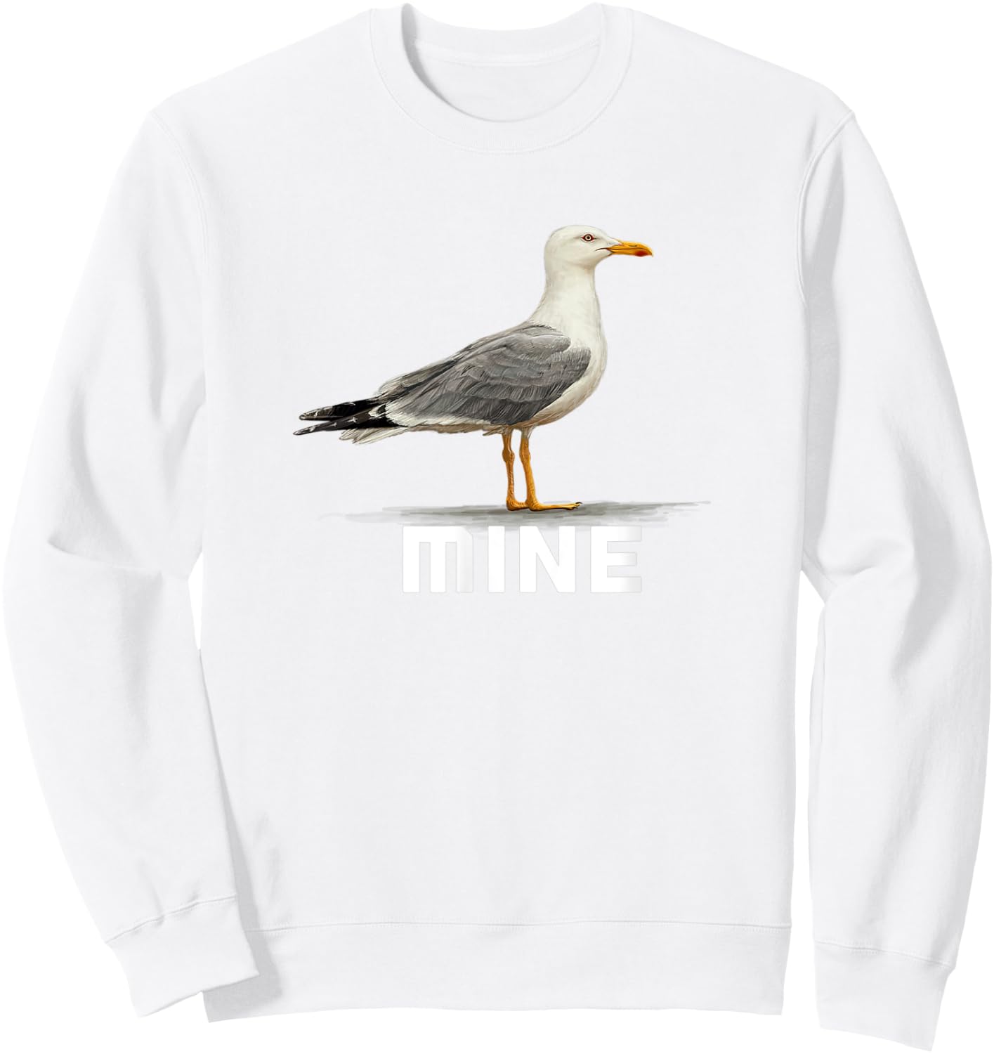 Seagull Mine Funny Ocean Chicken Design Sweatshirt - Sweatshirt | White