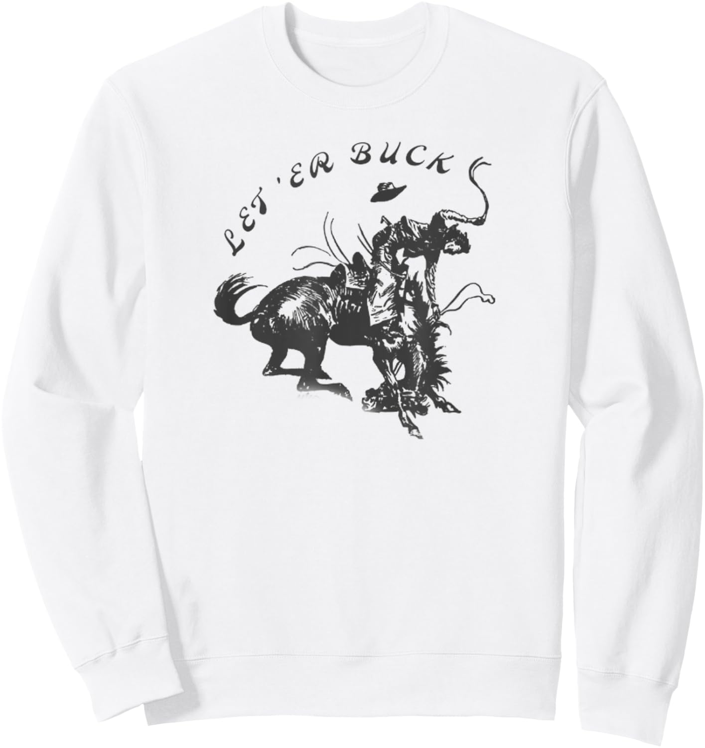 Bucking Bronco Western Cowboy Sweatshirt - Sweatshirt | White