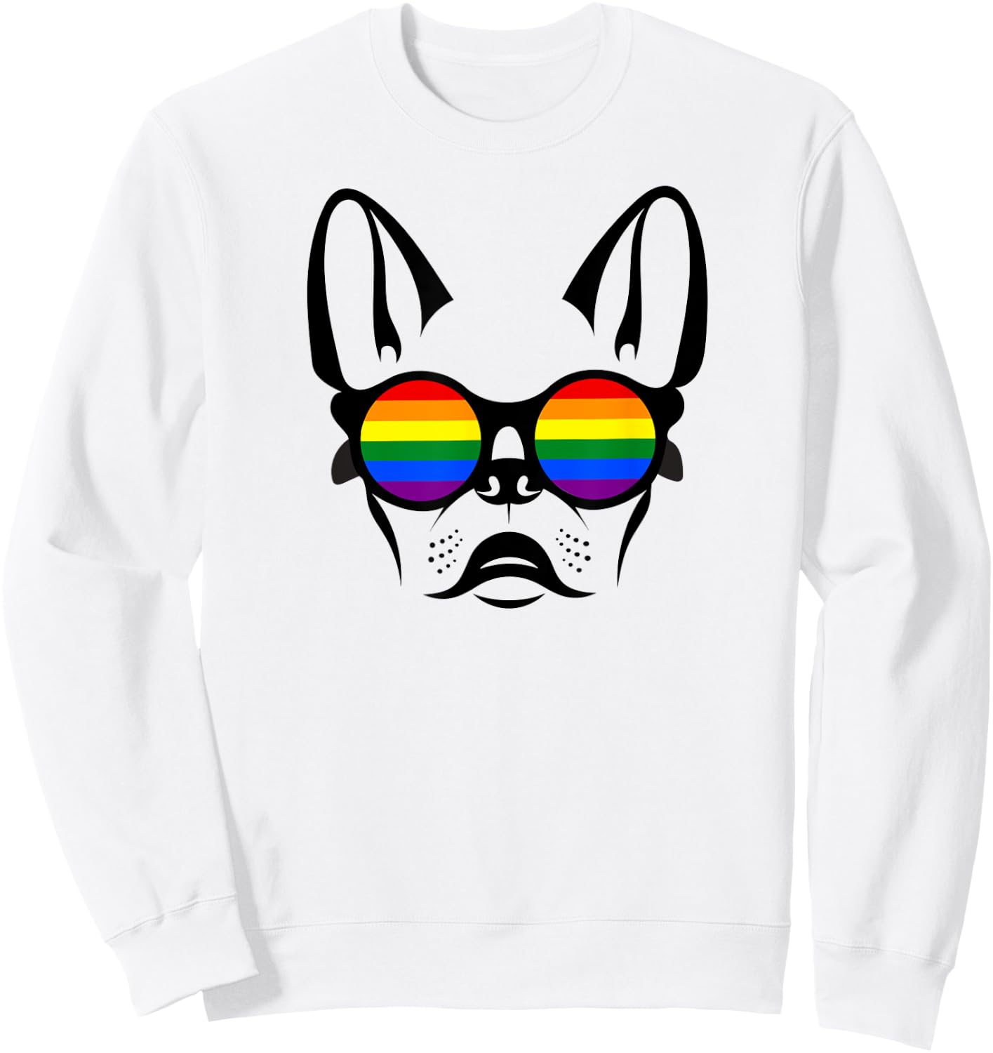 Gay French bulldog with rainbow pride sunglasses Men Women Sweatshirt - Sweatshirt | White