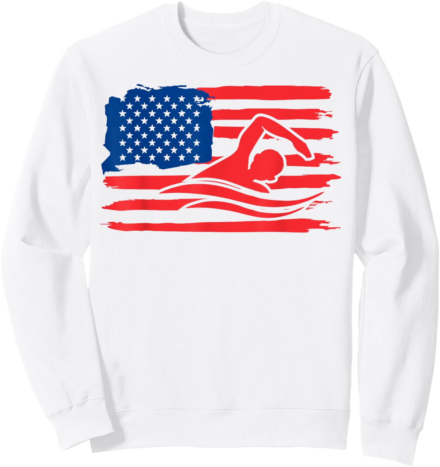 Vintage american flag swim team swimmer funny swimming gift Kids Men Sweatshirt - Sweatshirt | White