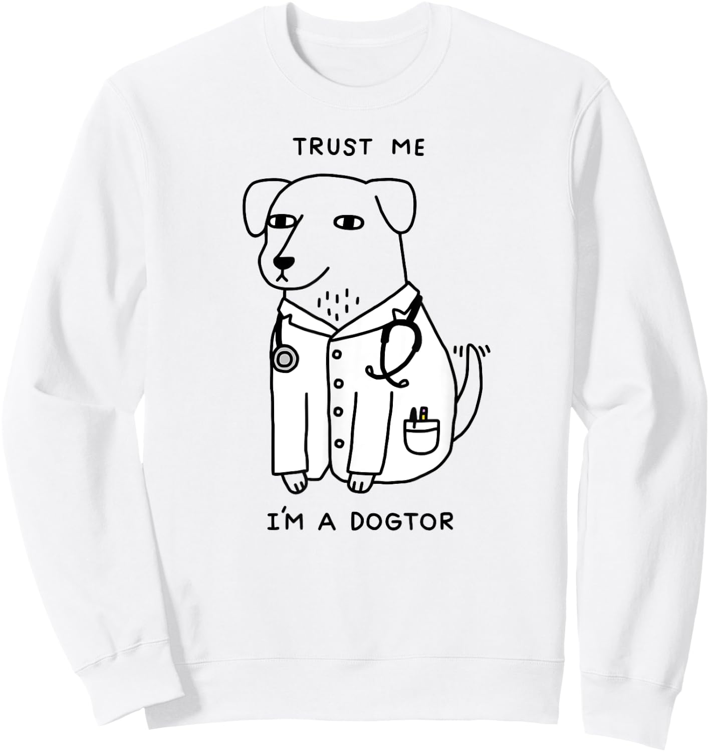 Obinsun -Adult Dog Lovers, Veterinarians Blue Cartoon Dog Doctor Sweatshirt - Sweatshirt | White