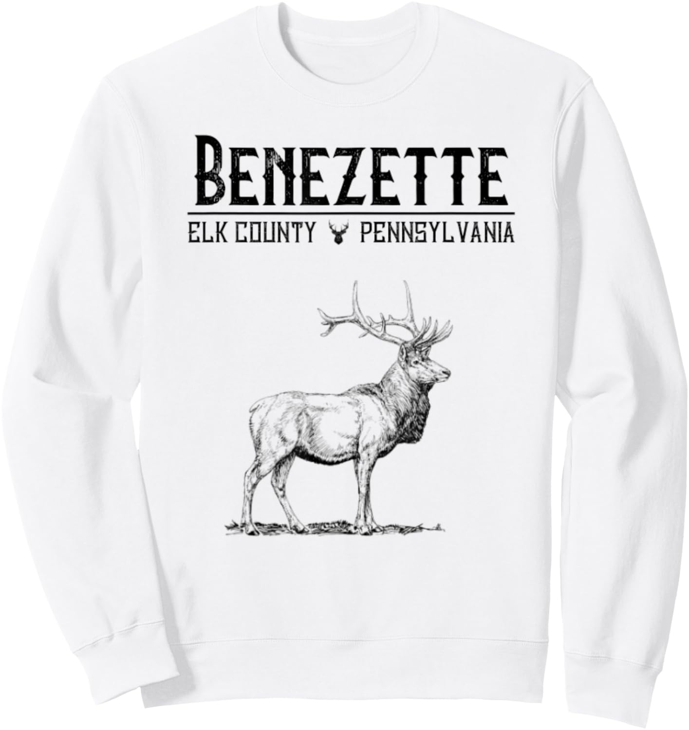 Benezette Elk County Pennsylvania Route 555 Nature State Sweatshirt - Sweatshirt | White