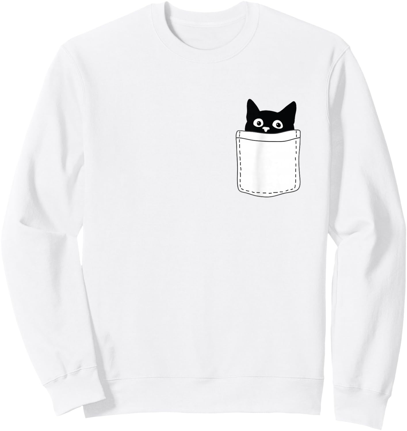 Cute Black Cat Spy Peeking in Pocket for Kitten Lovers Sweatshirt - Sweatshirt | White